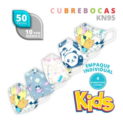 Kn95 Niños Cubrebocas Tapabocas Mascarilla Infantil 5 Capas 50 piezas