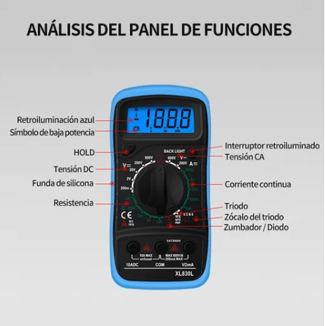 Multímetro Profesional Digital Lcd Portátil Ac/dc Xl830l